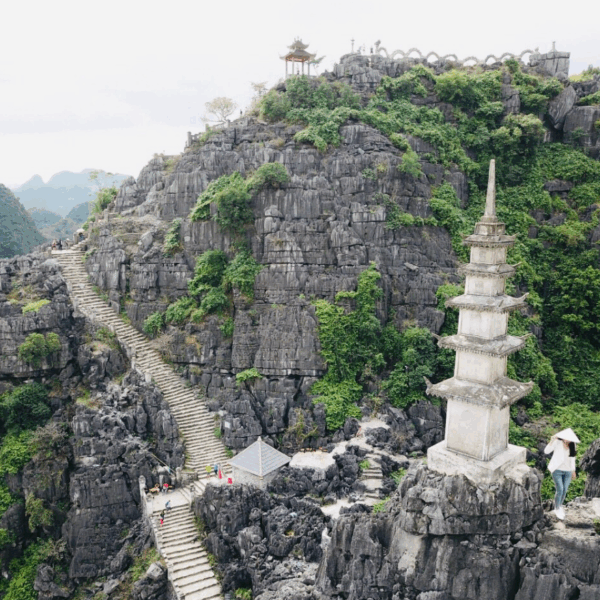 Scenic view from Mua Cave peak overlooking Tam Coc valley